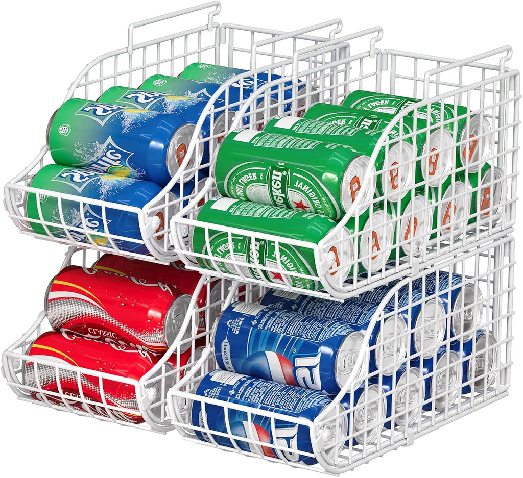 Sonyabecca 4-Pack Stackable Can Rack Organizer for Kitchen Pantry，White
