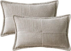 MIULEE Light Grey Corduroy Lumbar Pillow Covers 12x20 Inch 12x20 Inch - Image 6