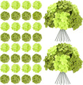 Auihiay 64Pcs Green Flowers, Hydrangea Artificial Flowers Bulk