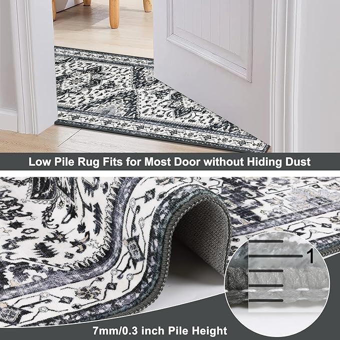 Yamaziot Washable Runner Rug, 2x8 Non-Slip Boho Vintage Hallway Rug Runner - Image 4