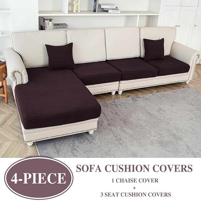 Couch Cushion Covers for Sectional Sofa L Shape Washable Separate Seat Chaise - Image 2