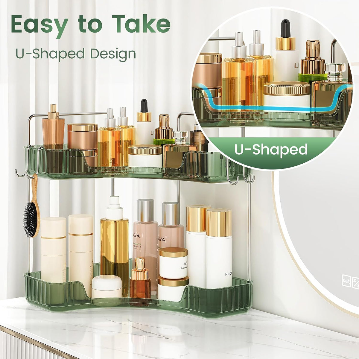 Corner Counter Organizer, 2-Tier Bathroom & Kitchen Storage Tray