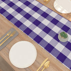 Purple & White 2 Side Buffalo Check Farmhouse Table Runner for Family Dinners or Gatherings Indoor or Outdoor Parties Everyday Use 12" x 72"