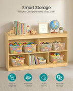 SONGMICS Kids' Toy Storage Shelf, Montessori Shelf with 5 compartments