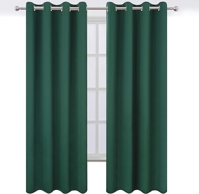 LEMOMO Dark Green Thermal Blackout Curtains/52 x 95 Inch/Set of 2 Panels Room - Image 2