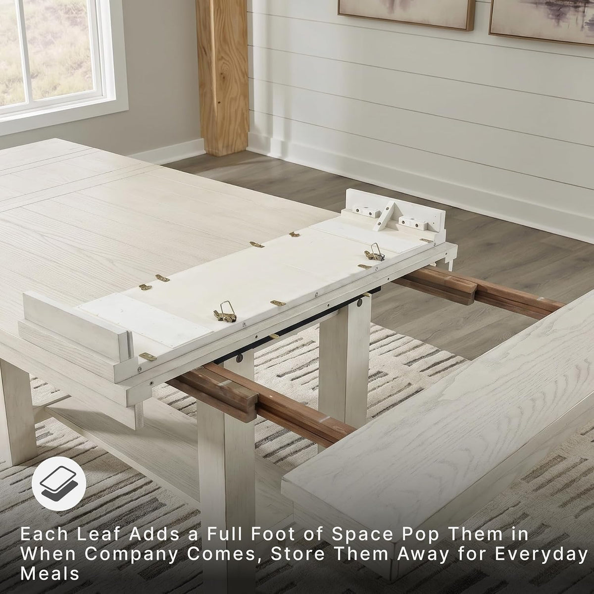 Signature Design by Ashley Farmhouse Extendable Dining Table, Seats 8