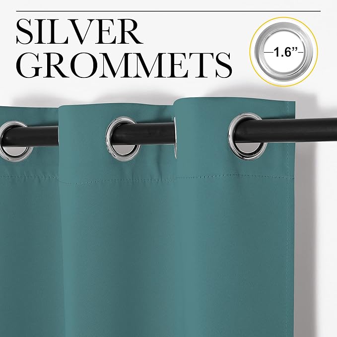 NICETOWN Sea Teal Blackout Curtains 102 inches Length - Image 2