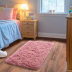 Small Blush Rugs for Bedroom, Fluffy 2x3 Rug Throw Non Slip for Bedside Dorm - Image 5