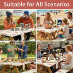 Fitted Waterproof Picnic Table Cover with Bench Covers Heavy Duty Elastic Outdoor Camping Tablecloth for 6 Foot Rectangle Tables Summer Rv Accessories Patio Garden Road Trip Essentials Gifts