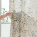 jinchan Floral Linen Curtains for Living Room 96 Inch Length Green Flower - Image 6