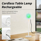 Mr. White Outdoor Waterproof Cordless Wireless Rechargeable Portable Top Touch Battery Operated Powered LED Table Lamp Desk Lamp Lights for Restaurant Kitchen Patio Dinner Dining (White)