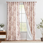 jinchan Lined Linen Blend Curtain Floral Curtains by JINCHAN