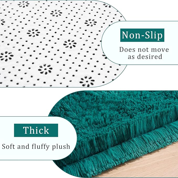Amearea Blue and Green Shag Area Rug 4' x 5' - Image 4