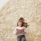 OLANLY Cream Round Rugs for Bedroom by OLANLY