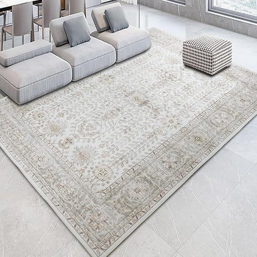 7x9 Area Rugs for Living Room, Thin Washable Rug, Non-Slip Foldable Area Rug by PhonzenuoCarpet