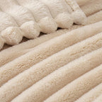 Exclusivo Mezcla King Size Flannel Fleece Blanket, Super Soft Striped Jacquard - Image 4