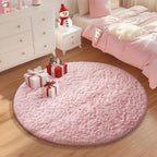 Ophanie Pink Round Rug for Bedroom Girls, Kids Fluffy Kawaii Fuzzy Shag Circle - Image 5