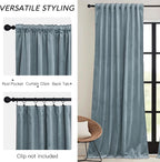 RYB HOME Stone Blue Velvet Curtains 72 inches - Image 3