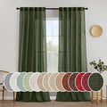 MIULEE Olive Green Linen Curtains 120 Inches Long by MIULEE