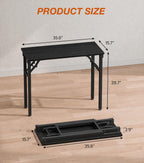 XBurmo Folding Desk Foldable Table, No Assembly 35.8" Foldable Desk Space-Saving Workstation for Small Space, Computer Table, Flat Storage for Home Office, Bedroom, Dorm, Study Room, Dark Oak