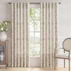 jinchan Linen Floral Curtains for Living Room 84 Inch Length Taupe Flower - Image 2