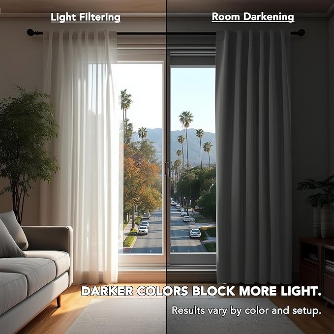 Deconovo Blackout Curtains, Thermal Insulated, W52 x L108 2 Panels, Back Tab - Image 3