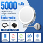 Auxmir 9″ 5000mAh 1X/30X Wall Mounted Lighted Magnifying Makeup Mirror