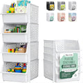 Skywin Stackable Storage Bins Open Front for Pantry Storage, 4 Pack - White