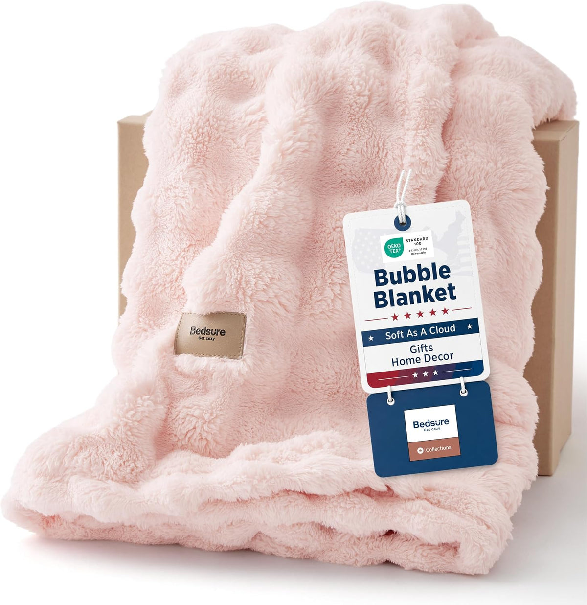 Bedsure Cloud Bubble Throw Blanket, Christmas Decor Gifts, Pink 50"×60"