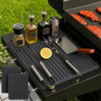 2 Pack Caketime Silicone Grill Mats for Baking Cooking Kitchen Heat Resistant Waterproof Electric Fryer Patio Park Garden Outside Summer Must Have Useful Gadgets Brother BBQ Gifts(Black)