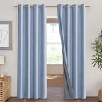 NICETOWN Stone Blue Vintage Linen 100% Blackout Curtains - Image 2