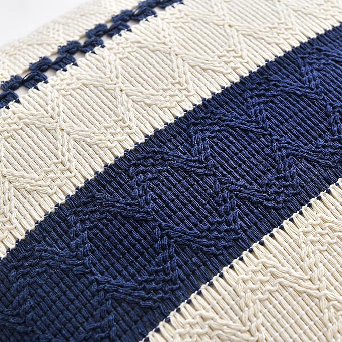 Fancy Homi Set of 1 Navy Blue Lumbar Decorative Throw Pillow Covers 16x24 Inch - Image 4