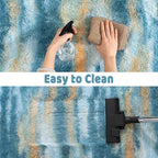 Soft Runner Rugs for Bedroom Hallways, 2x3 Abstract Blue Fluffy Shag Throw Area - Image 7