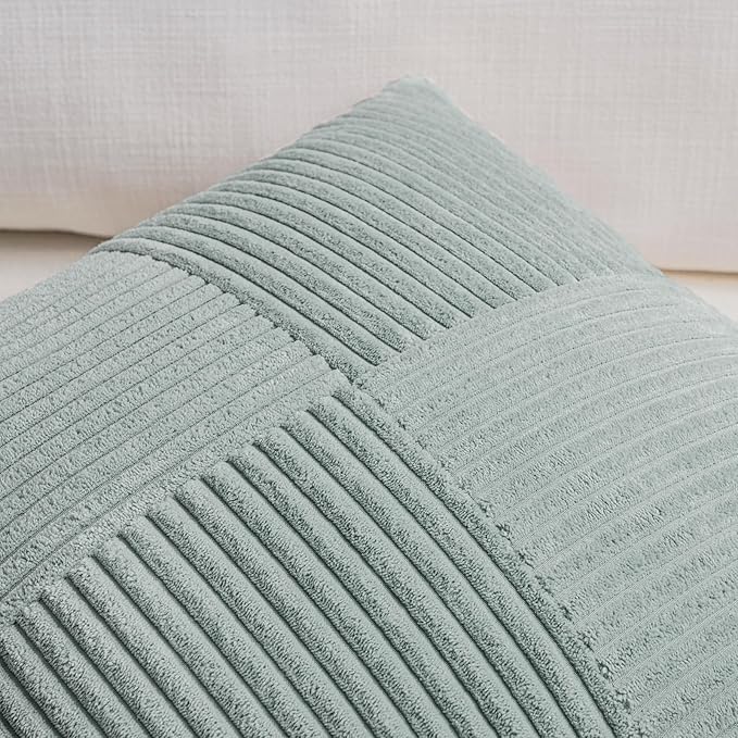 Fancy Homi 2 Packs Grey Blue Decorative Throw Pillow Covers 22x22 Inch - Image 3
