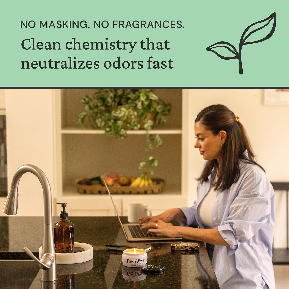 Fresh Wave Soy Candle, 7 oz, Odor Eliminating, 30-Hour Burn, Pet Safe