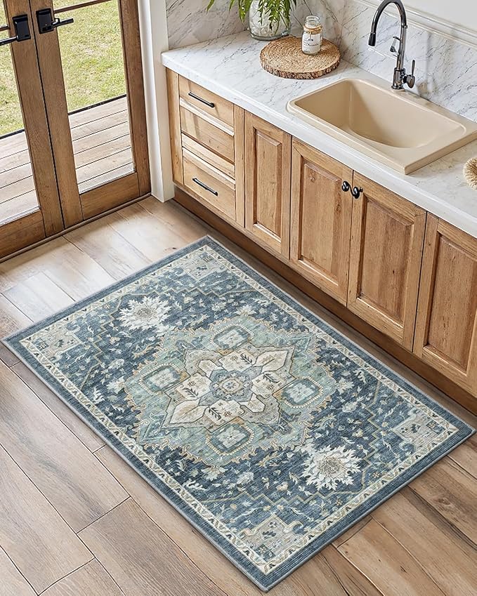 AMADA HOMEFURNISHING 2x3 Washable Area Rug, Low-Profile Entryway Rug - Image 2