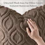 decorUhome Throw Pillow Covers 12x20 Inch Set of 2, Soft Plush Faux Wool Brown - Image 6