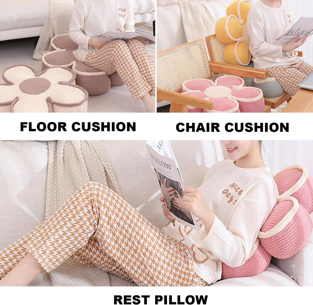 XIAIJIA 3PCS Flower Pillow, Daisy Throw Pillows, Flower Cushion 15.7 Inch