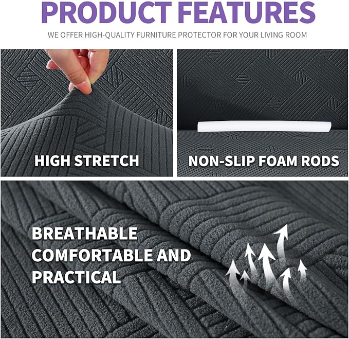 ZNSAYOTX Super Stretch Couch Cover, New Striped Sofa Covers Fitted Slipcovers - Image 4