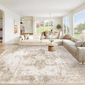 Area Rug 9x12 Washable Rug, Vintage Boho Medallion Rugs Non-Slip Soft Low Pile by VECARF