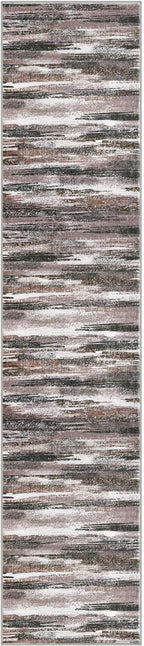 Lansny Modern Abstract Runner Rug 2.6x12, Dark Light Brown White Washable Long - Image 8