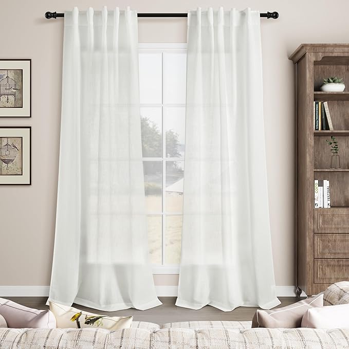 Off White Linen Curtains 84 inches Long - Image 7
