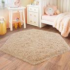 4x4.6 Feet Beige Hexagon Rugs for Princess Tent, Ultra Soft Fluffy Hexagon Area - Image 3