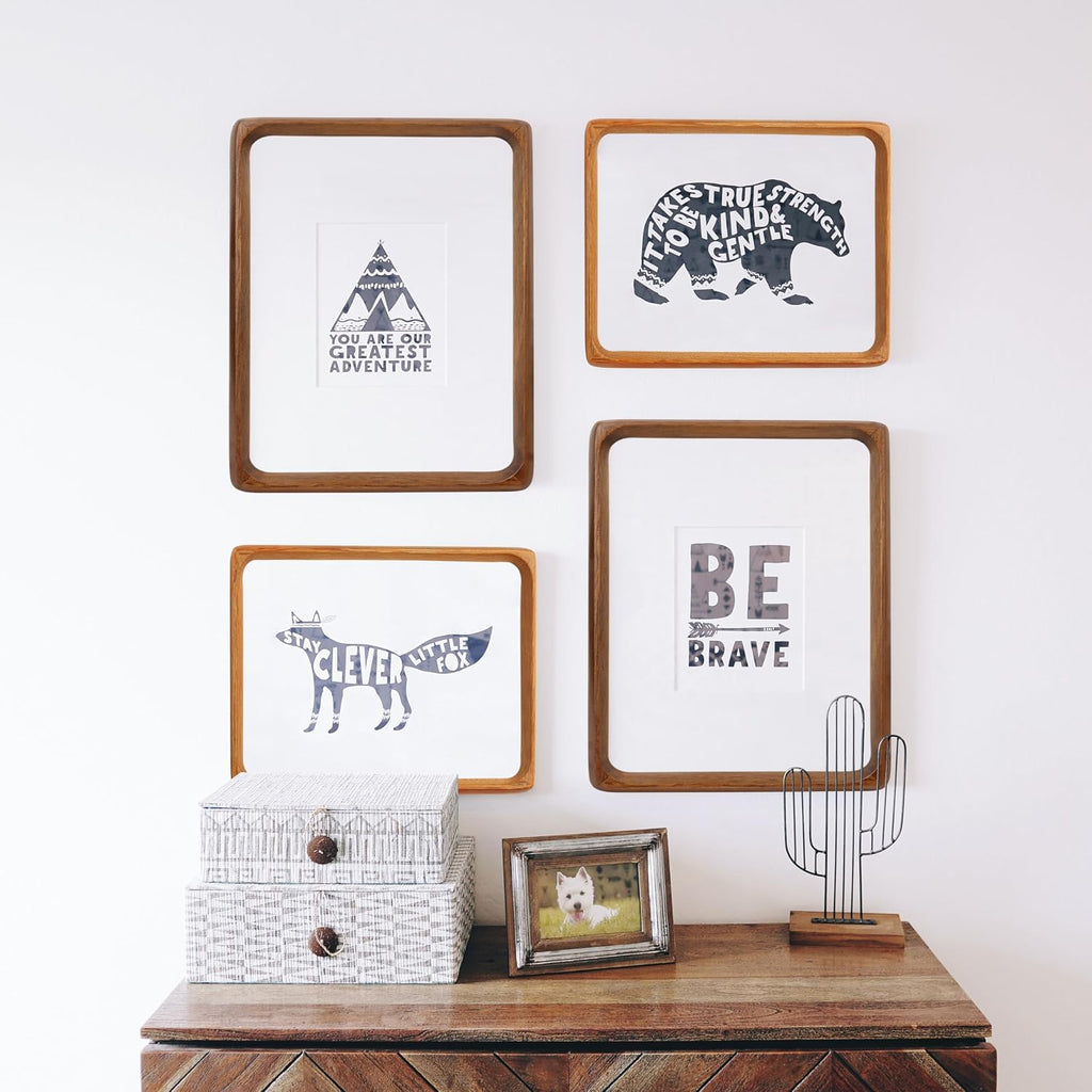 11x14 Picture Frames Walnut Solid Wood with Real Glass Vertical Horizontal Standing Display Photos 5x7/8x10 with Mat or 11x14 Without Mat Lovely Gift for Desk Tabletop Wall Mount H14