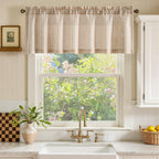 jinchan Linen Boxter Stripe Valances for Window 50 x 16 inch, Tan,1 Panel