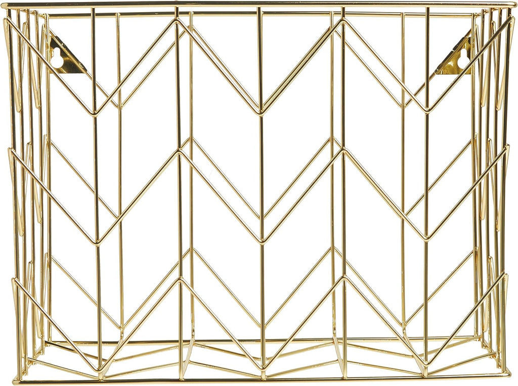 U Brands Hanging File Desk Organizer, Wire Metal, Gold Finish, 8.5" x 11'