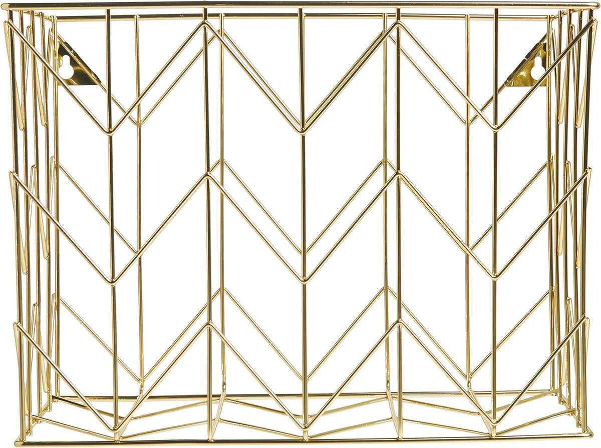 U Brands Hanging File Desk Organizer, Wire Metal, Gold Finish, 8.5" x 11'