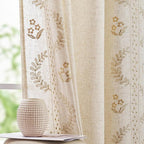 jinchan Belrose Linen Curtains for Bedroom Floral Curtains 84 Inch Length Linen by JINCHAN