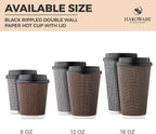 16 oz Disposable Paper Coffee Cups with Lids Insulated Double-Walled Togo
