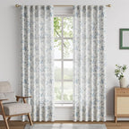 jinchan Linen Floral Curtains for Living Room 84 Inch Length Blue Printed - Image 2